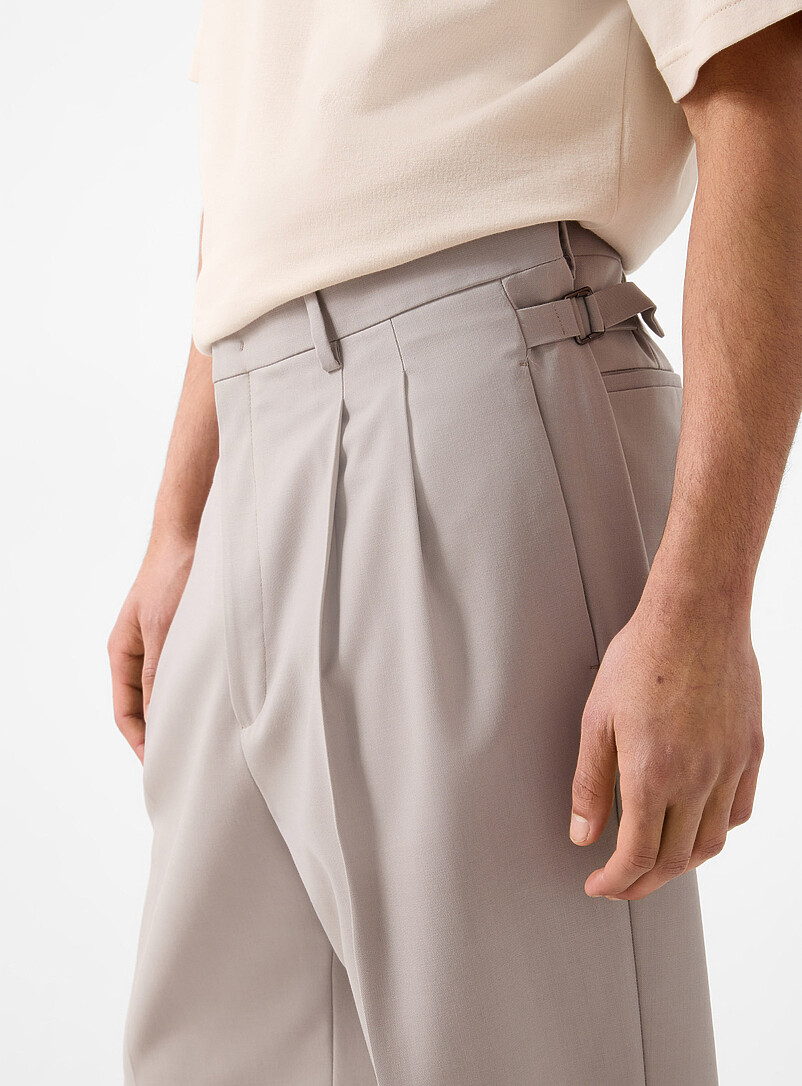 Greige double-pleated pant Wool-blend weave by Marzotto product image 2