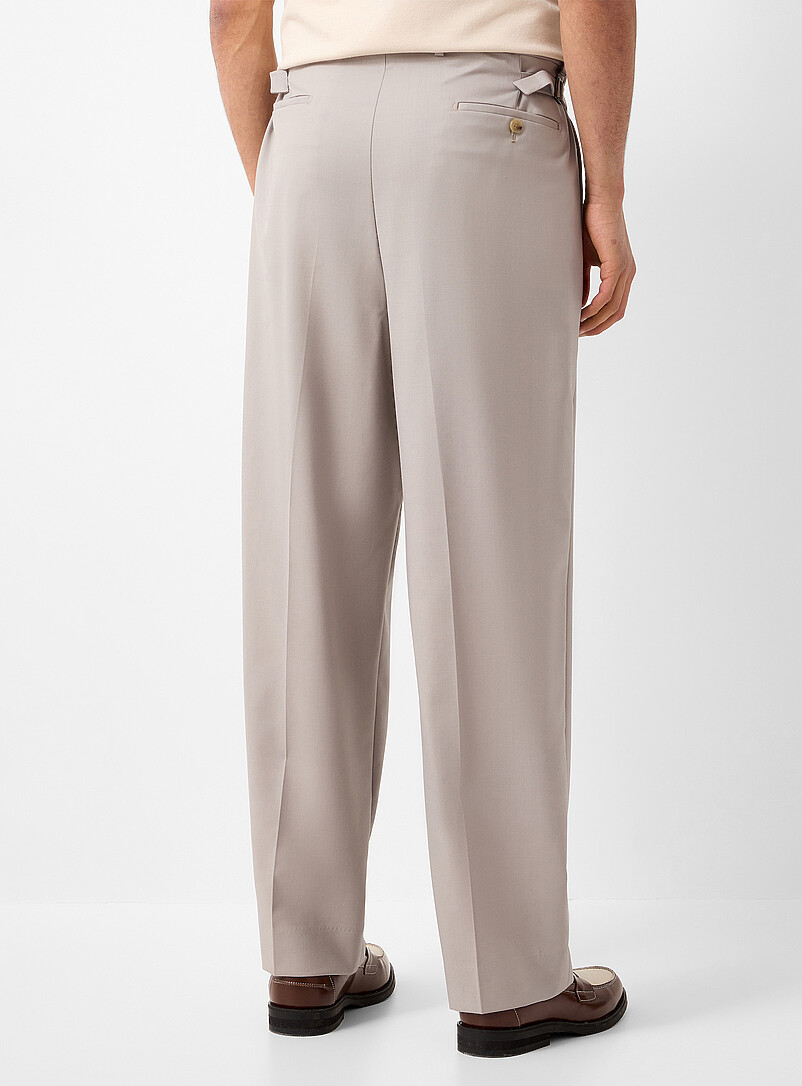 Greige double-pleated pant Wool-blend weave by Marzotto product image 3