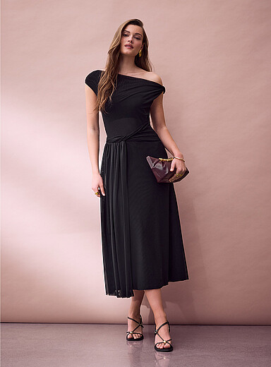 La longue robe d&eacute;tails torsad&eacute;s microfilet