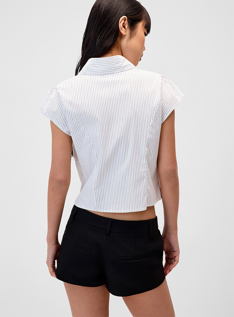 Twik Patterned Blue Patterned cap-sleeve shirt for women