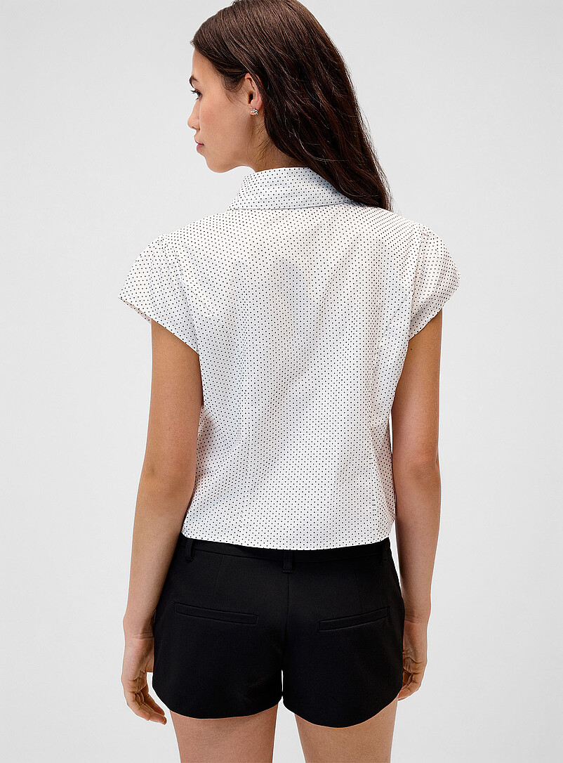 Twik Patterned Blue Patterned cap-sleeve shirt for women