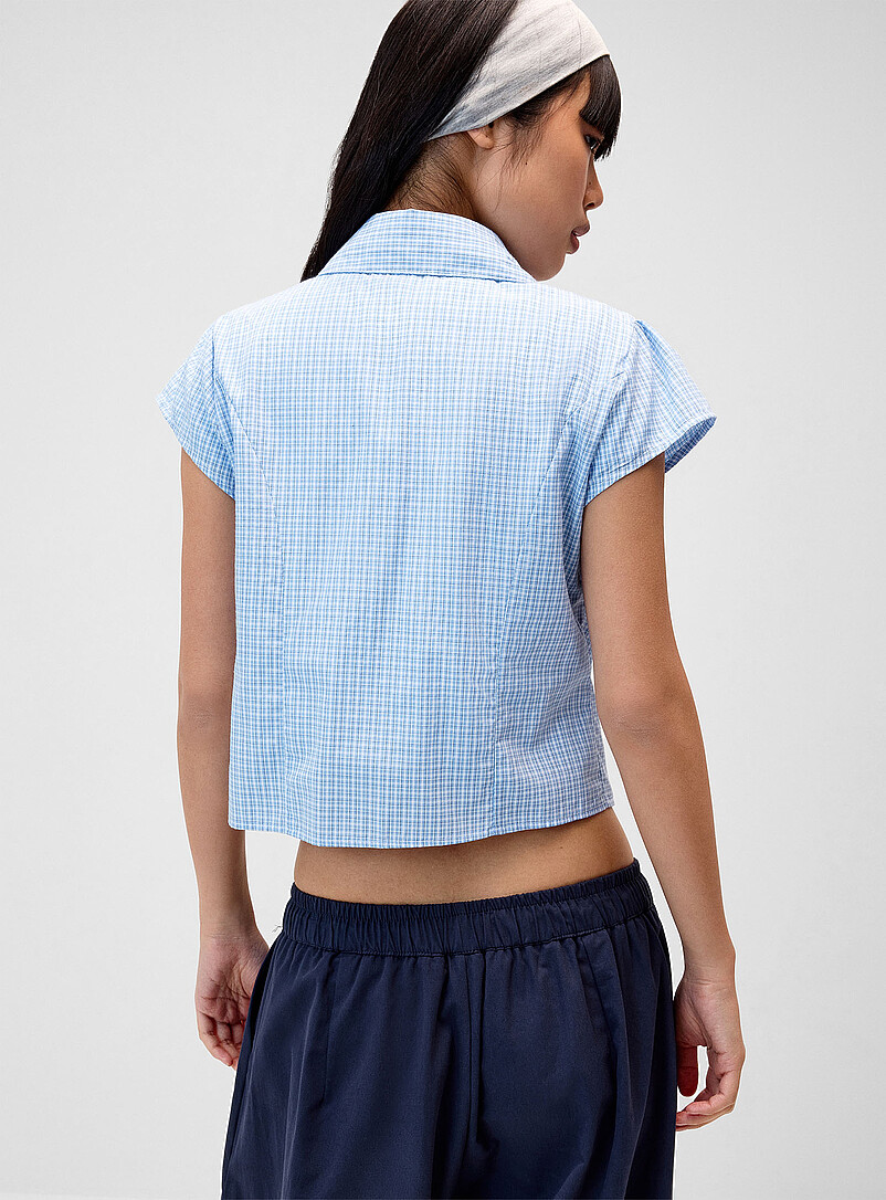Twik: La chemise mancherons &agrave; motifs Bleu &agrave; motifs pour femme