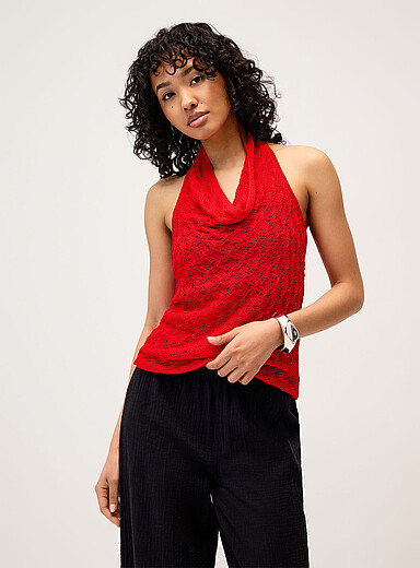 La camisole licou tricot pointelle