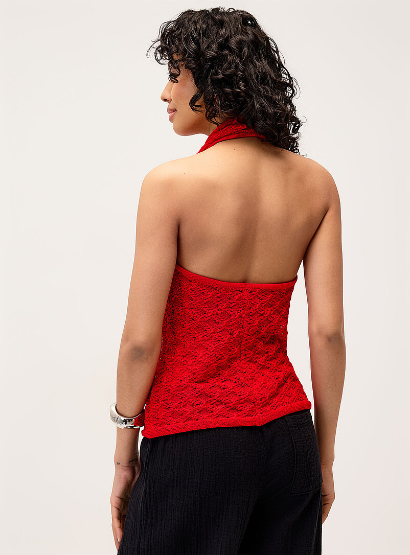 Twik: La camisole licou tricot pointelle Noir pour femme