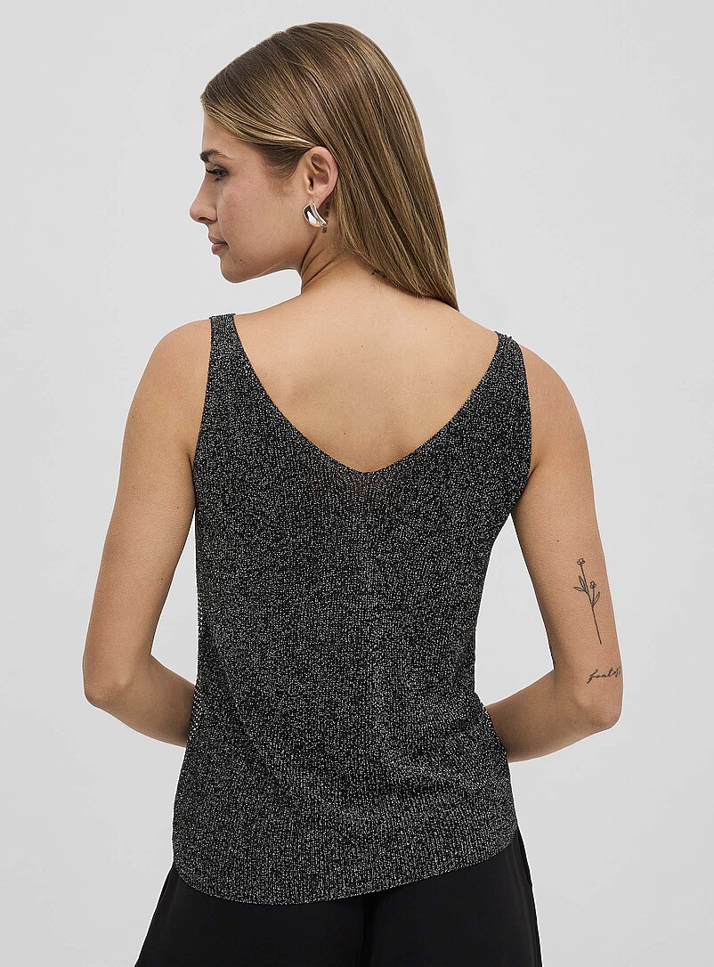 Ic&ocirc;ne: La camisole scintillante col V minicristaux Gris pour femme