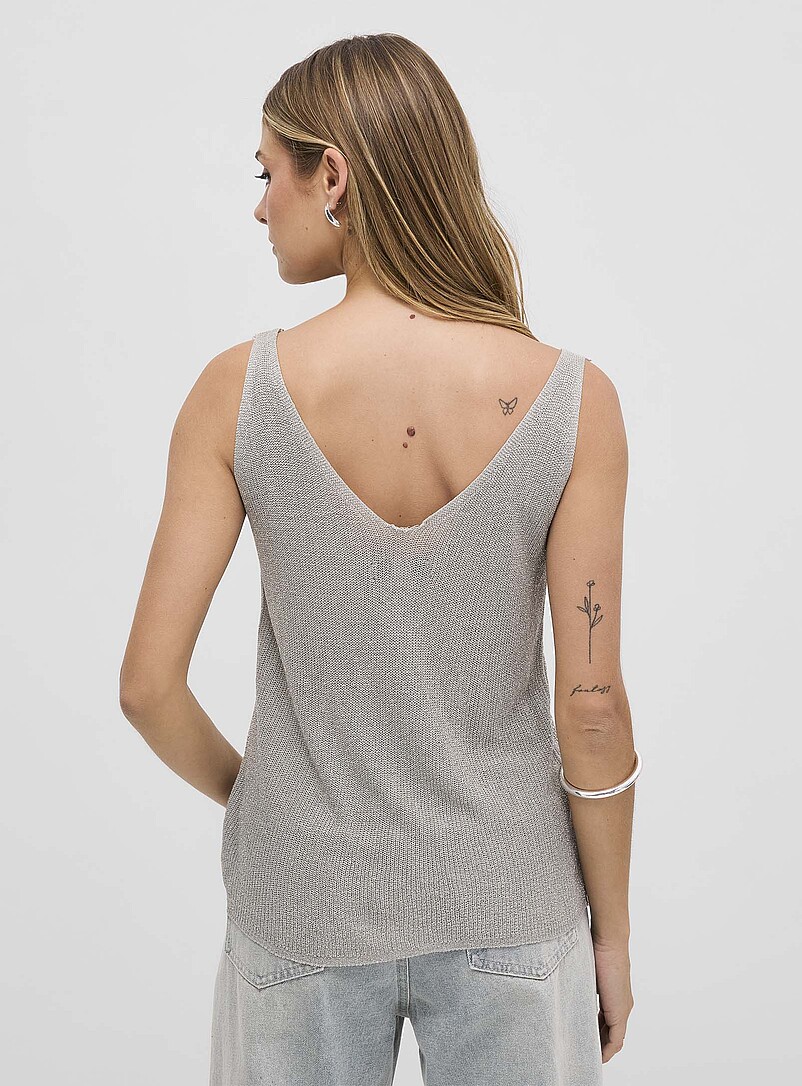 Ic&ocirc;ne: La camisole scintillante col V minicristaux Gris pour femme