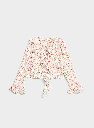 Colourful flowers ruffled blouse