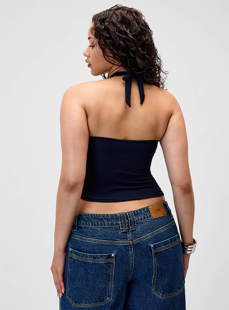 Twik: La camisole licou courte effet bouffant Brun pour femme