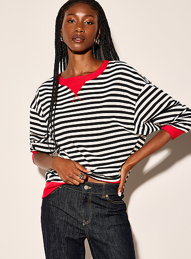 Le t-shirt ray&eacute; bordures contrastes