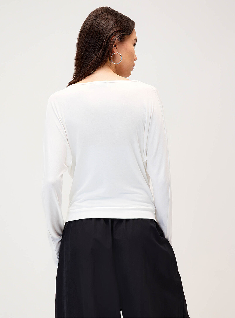 Twik White Striped tube layered effect T-shirt for women