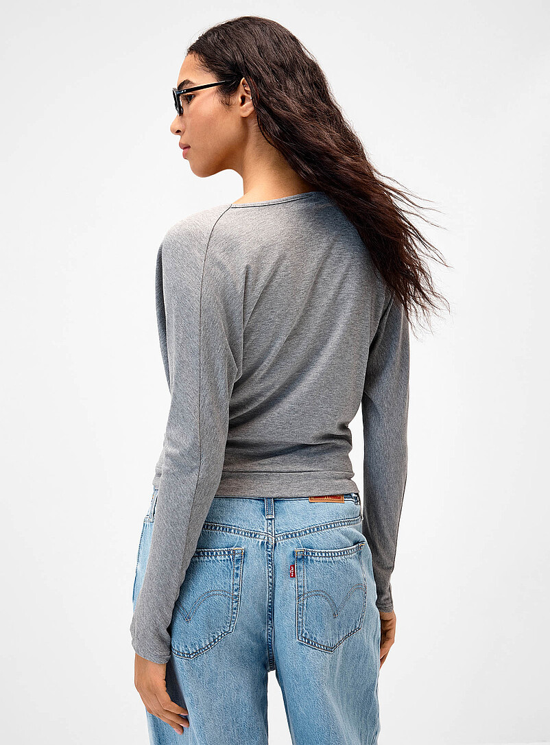Twik: Le t-shirt effet superposition tube ray&eacute; Blanc pour femme