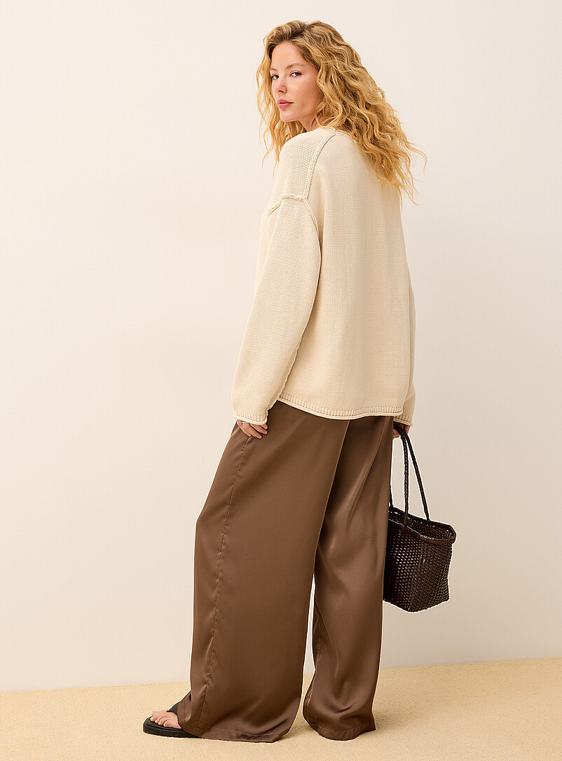 Ic&ocirc;ne Tangerine Lightweight satin wide-leg pant for women