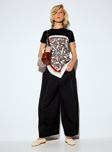Loose elastic-waist barrel pant