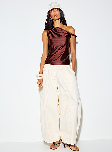 Ic&ocirc;ne: Le pantalon ballon ample taille &eacute;lastique Ivoire - Beige cr&egrave;me pour femme