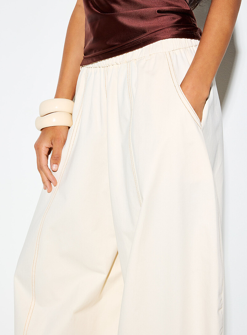 Ic&ocirc;ne Chocolate/Espresso Loose elastic-waist barrel pant for women