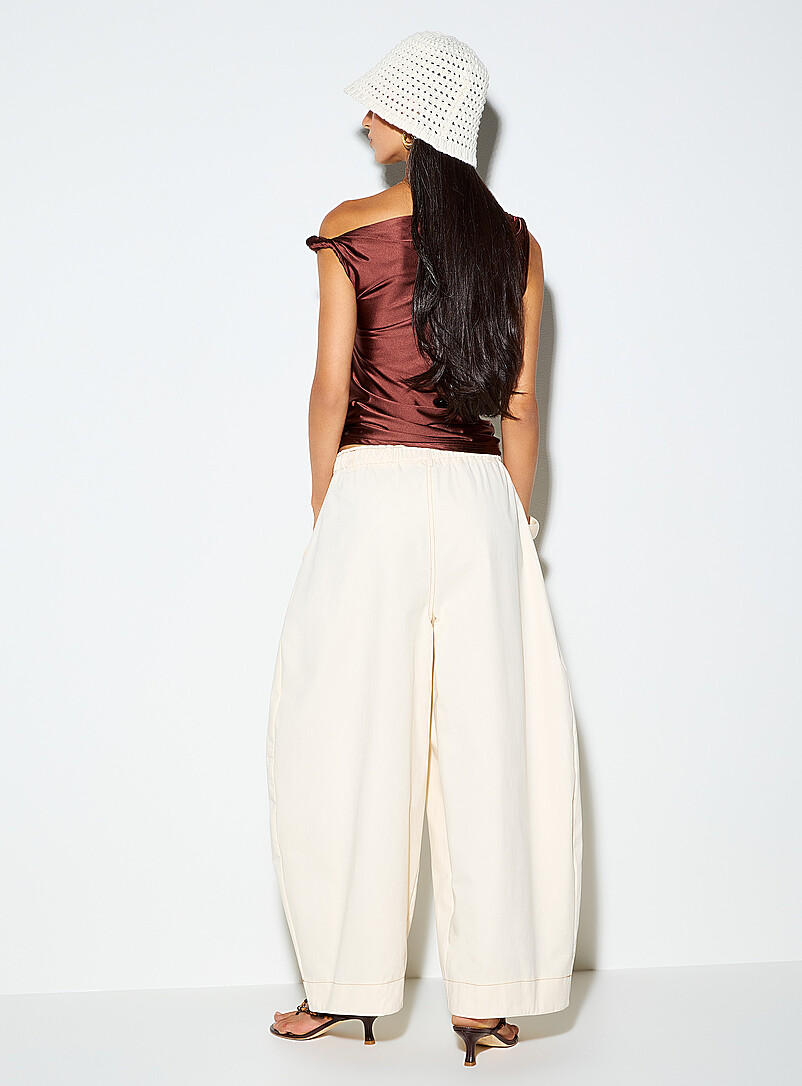 Ic&ocirc;ne: Le pantalon ballon ample taille &eacute;lastique Chocolat - Espresso pour femme
