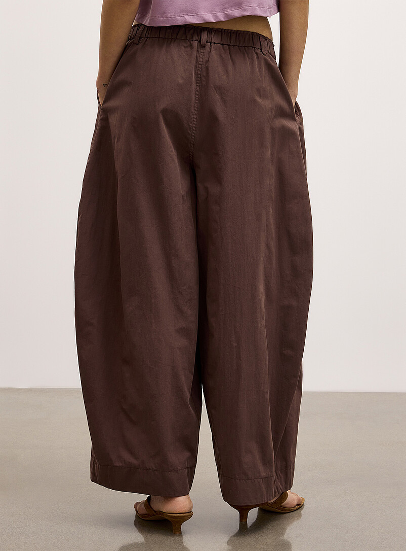 Ic&ocirc;ne Chocolate/Espresso Loose elastic-waist barrel pant for women
