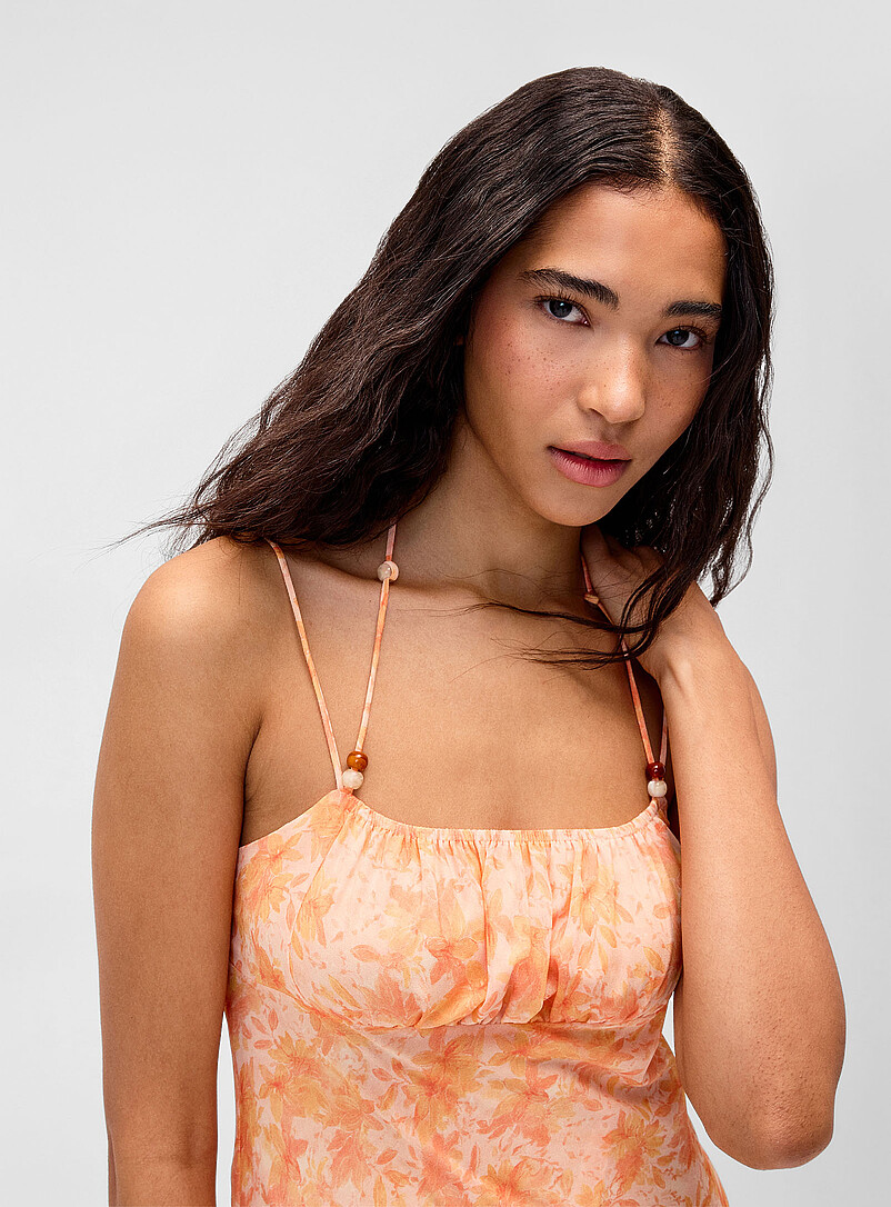 Twik: La robe maxi buste pliss&eacute; fleurs Bleu p&acirc;le - Bleu ciel pour femme