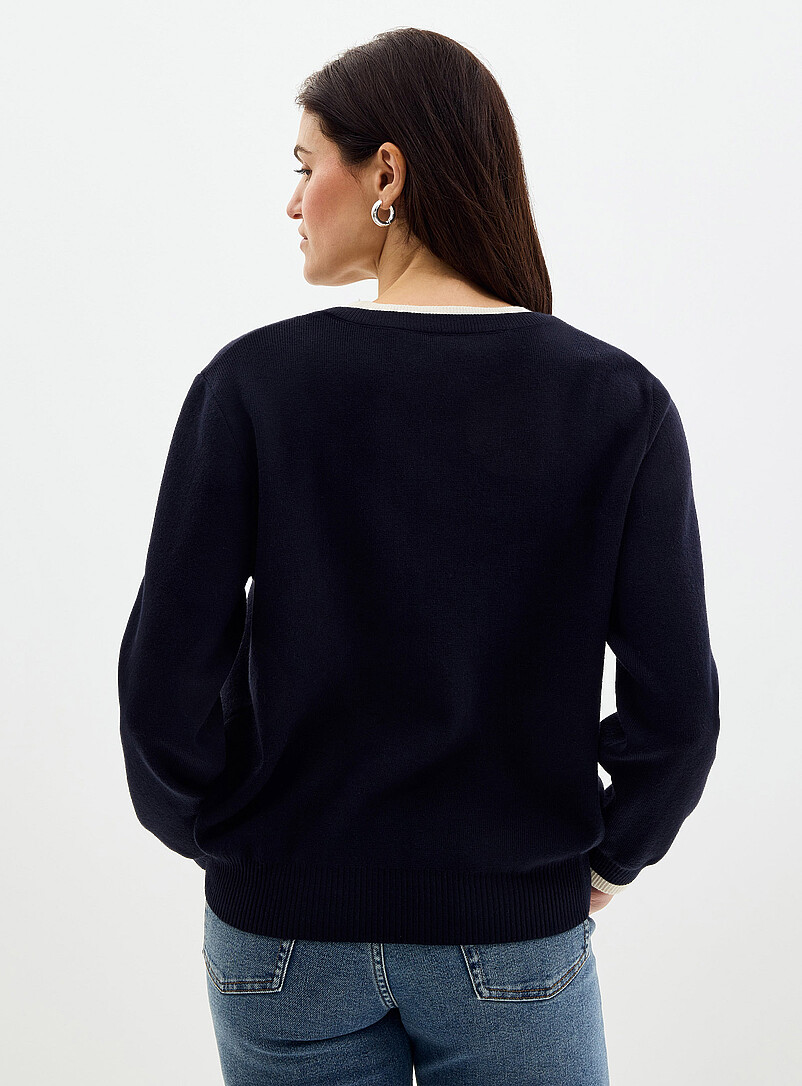 Contemporaine Grey Fooler striped Henley sweater for women