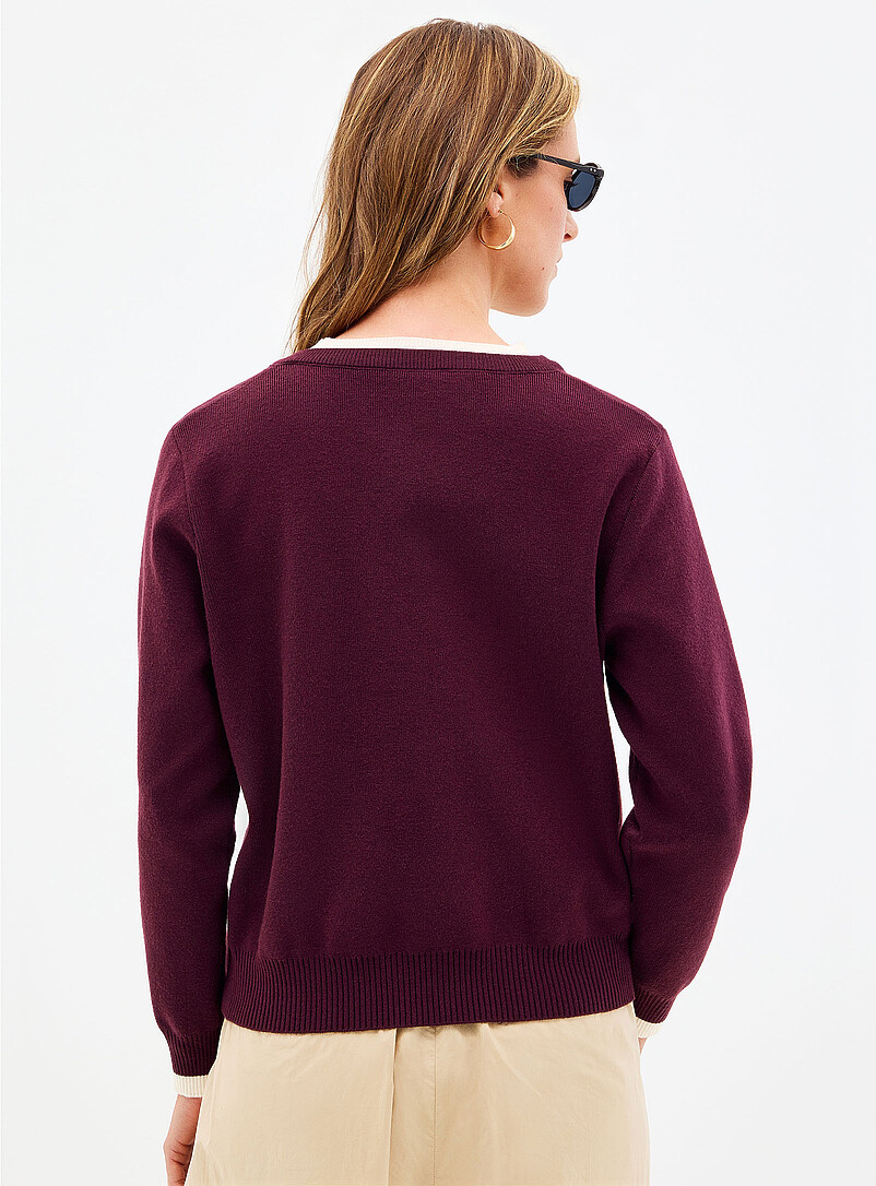 Contemporaine Grey Fooler striped Henley sweater for women