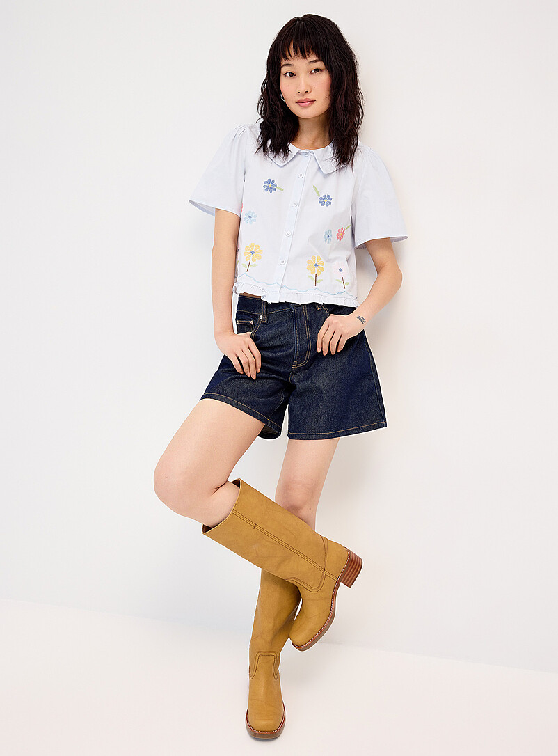 Twik Off White Floral embroidery boxy-fit shirt for women