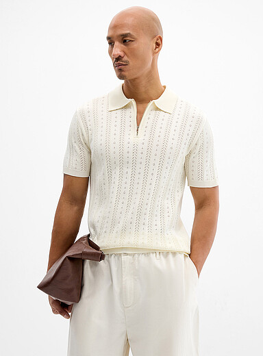 Le polo zipp&eacute; tricot pointelle
