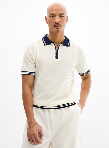 Le polo zipp&eacute; tricot textur&eacute;