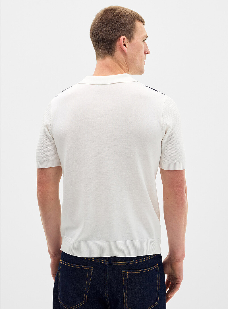 Le 31 Black Vertical stripe knit polo for men