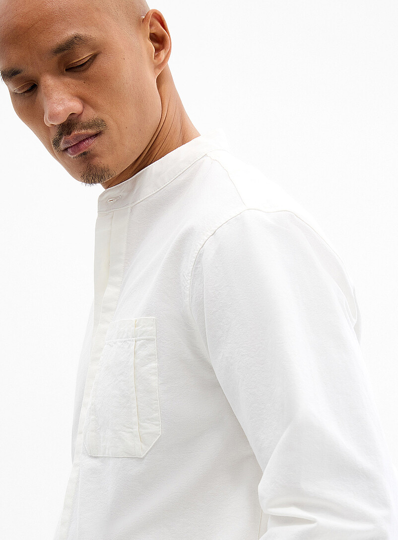 Le 31: La chemise col officier plis graphiques <b>Coupe confort</b> Kaki pour homme
