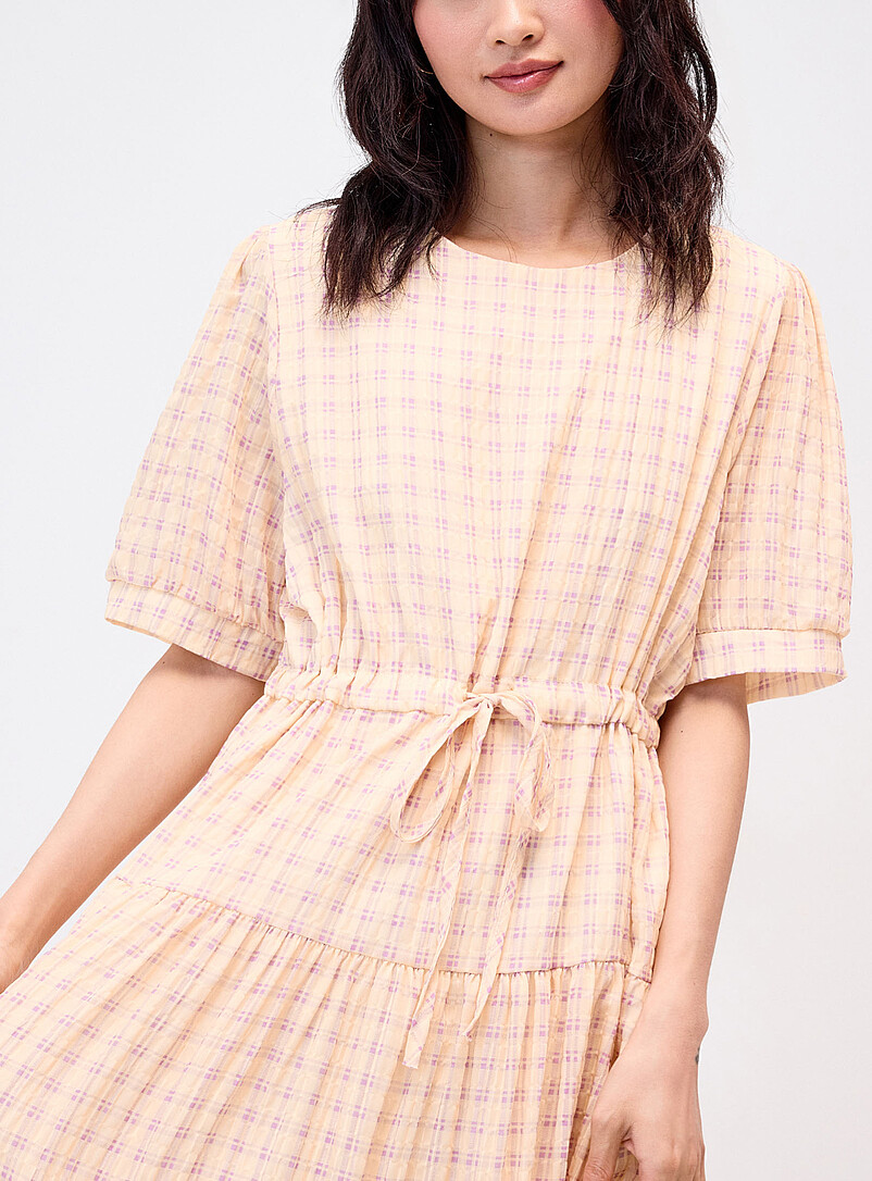 Twik Patterned Blue Tiered checkered maxi dress for women