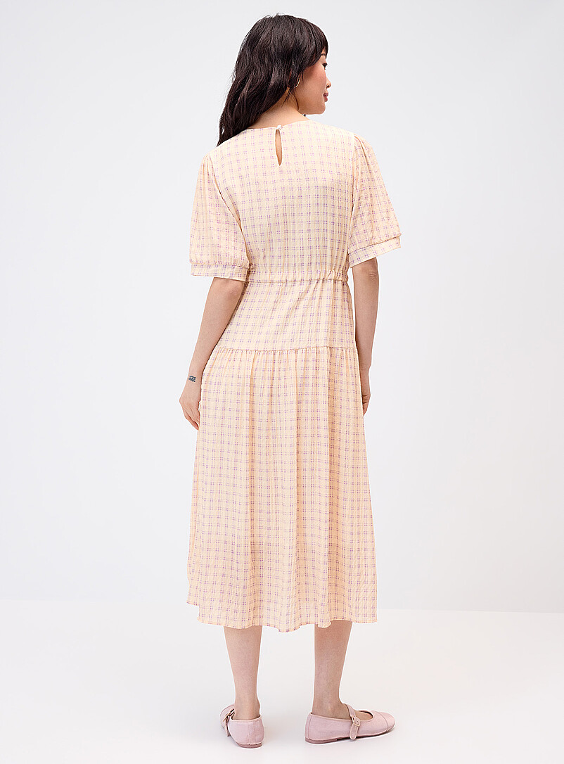 Twik: La robe maxi &eacute;tag&eacute;e carreaux Bleu &agrave; motifs pour femme