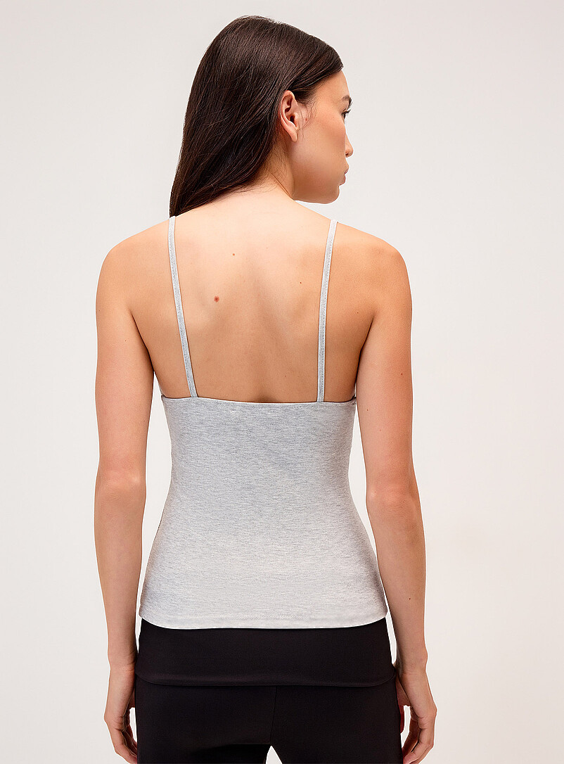 Twik: La camisole ajust&eacute;e fleurs billes Brun pour femme