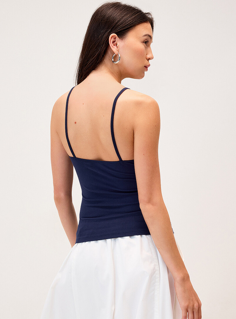 Twik: La camisole ajust&eacute;e fleurs billes Brun pour femme