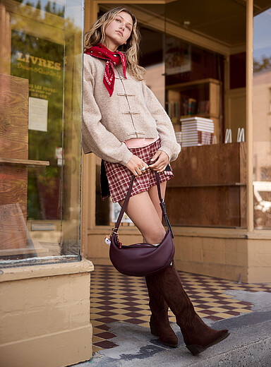 Checked wrap-style skort