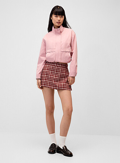 Twik Burgundy Checkered wraparound skort for women