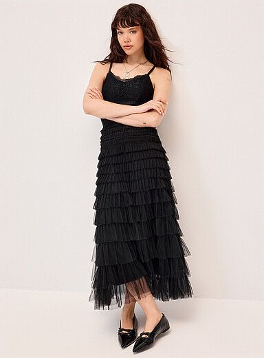 Organza and lace maxi dress