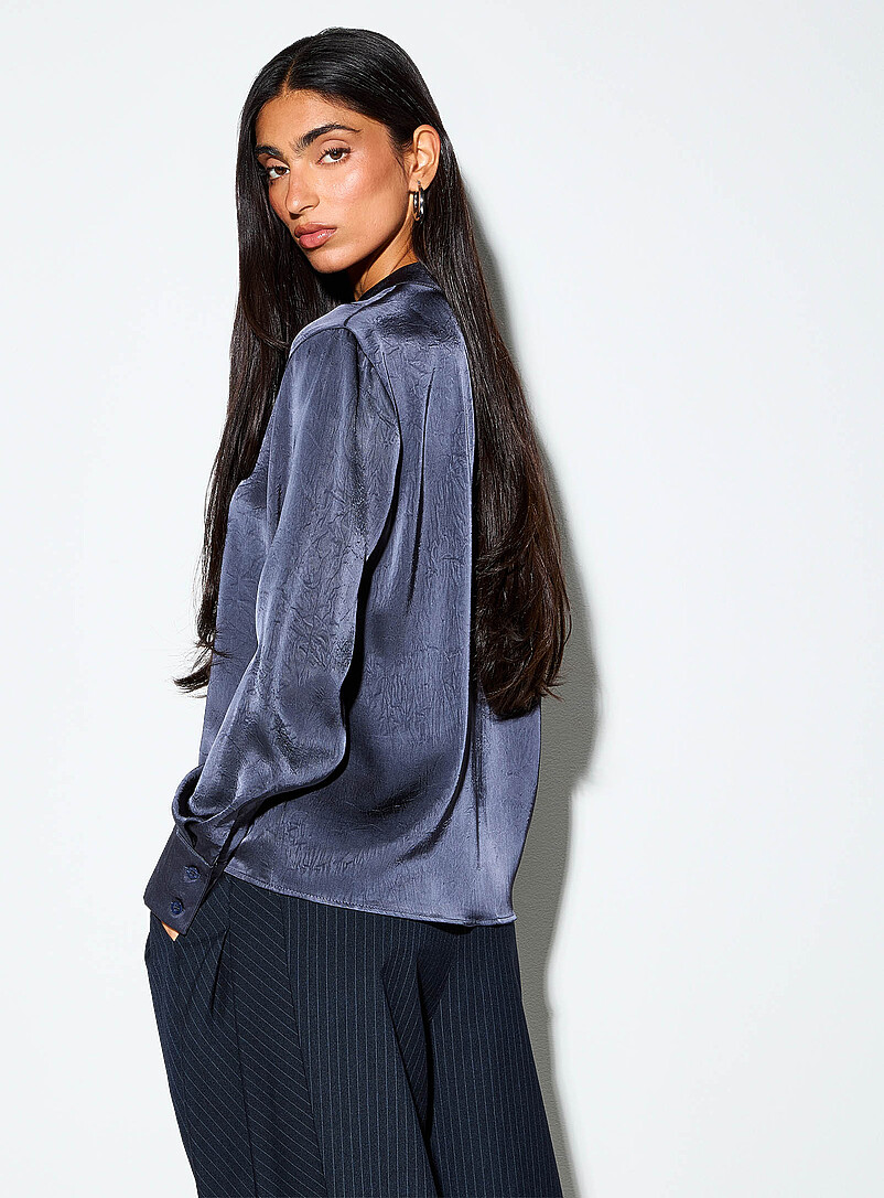 Ic&ocirc;ne: La blouse satin froiss&eacute; attaches brandebourgs Bronze - Ambre pour femme