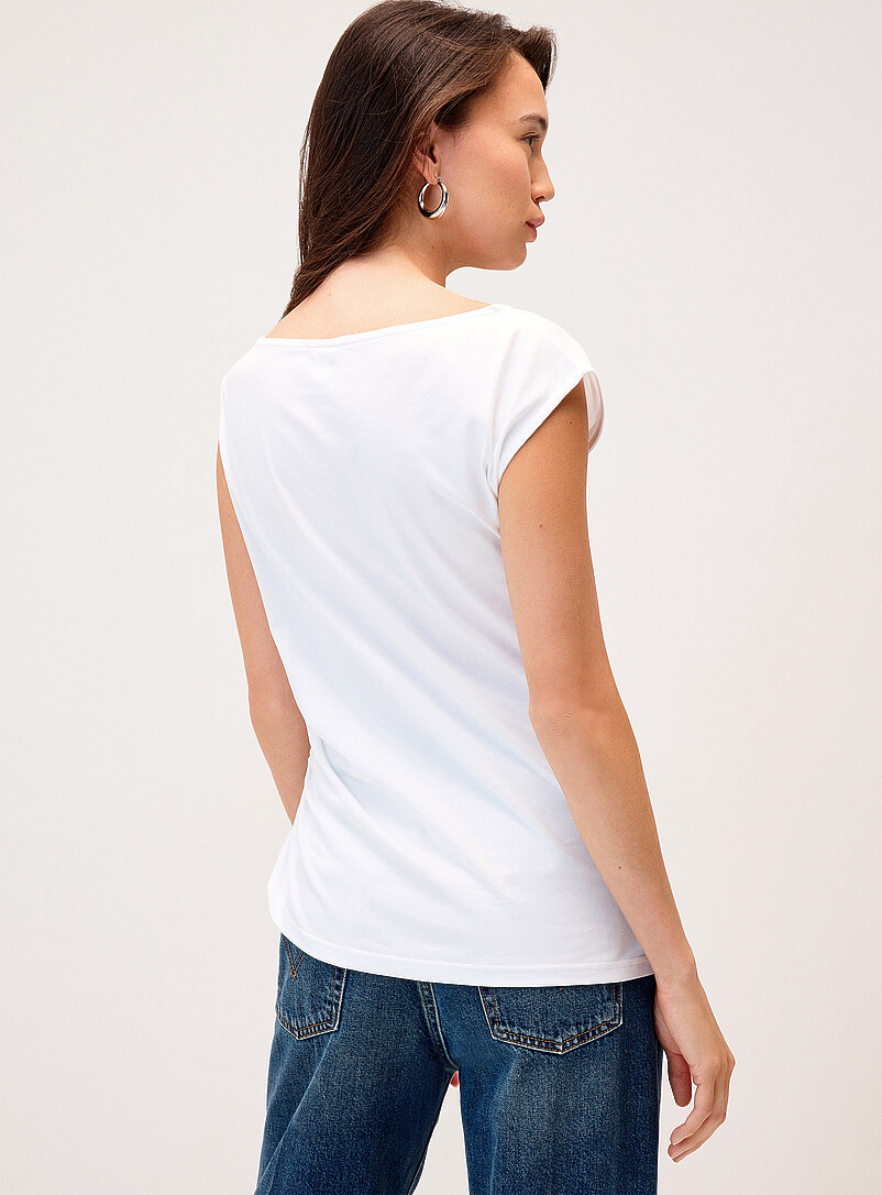 Twik: La camisole ample &eacute;toile &oelig;illets c&ocirc;t&eacute; fronc&eacute; Blanc pour femme