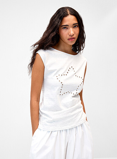 Gathered side eyelet star loose cami
