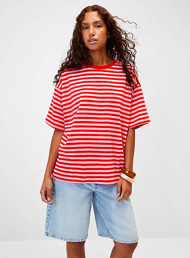 Pop stripe loose T-shirt