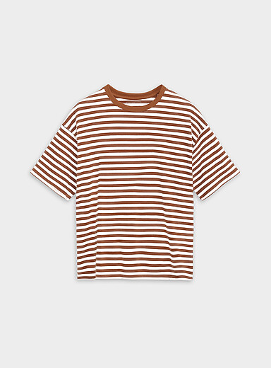 Two-tone stripes boxy T-shirt <b>Boxy fit</b>