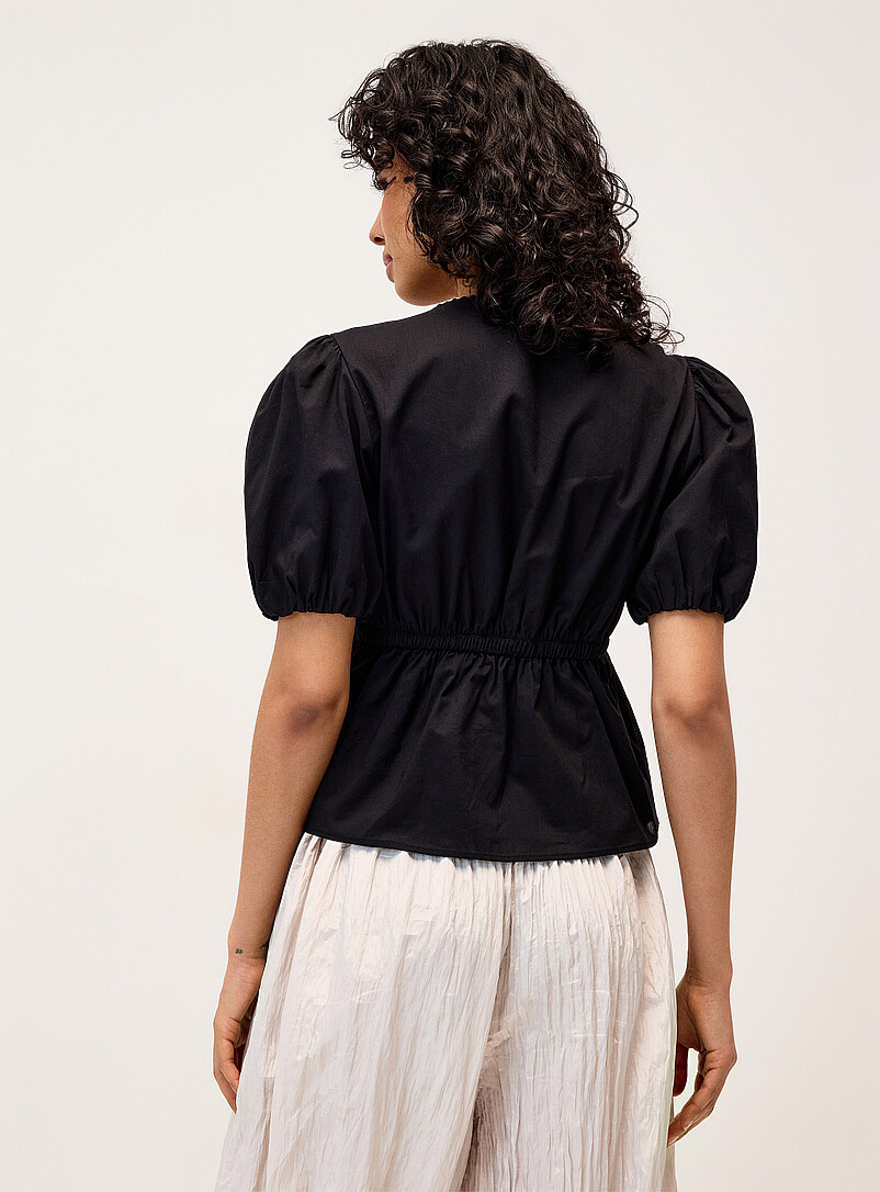 Twik White Crocheted-detail poplin blouse for women