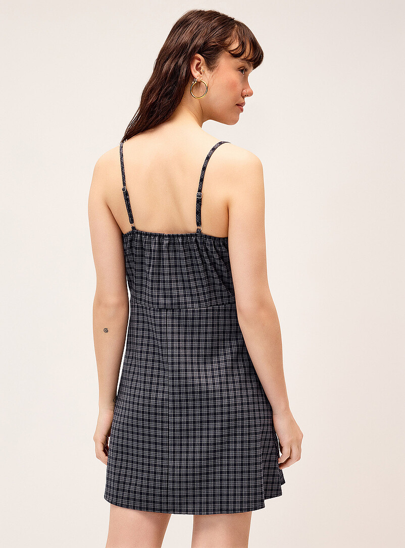 Twik: La minirobe effet corset carreaux Brun &agrave; motifs pour femme