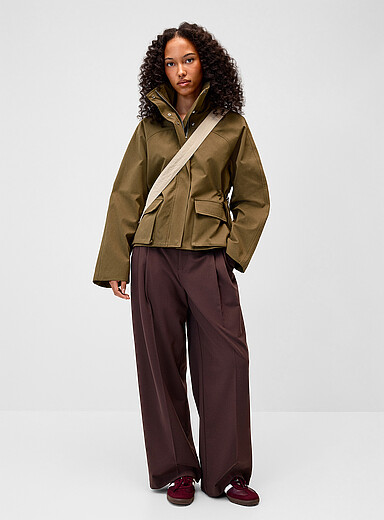 Stand collar boxy jacket