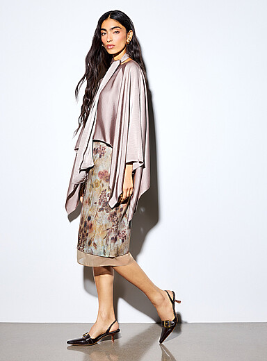 Ic&ocirc;ne Patterned Green Overlaid effect jacquard print skirt for women