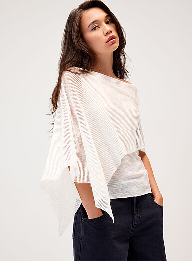 Asymmetrical poncho-style sweater