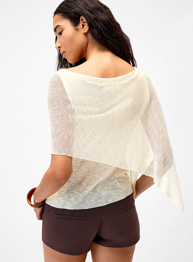 Twik: Le chandail effet poncho asym&eacute;trique Jaune ma&iuml;s - Vanille pour femme