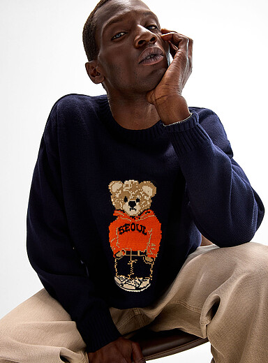Teddy bear jacquard sweater