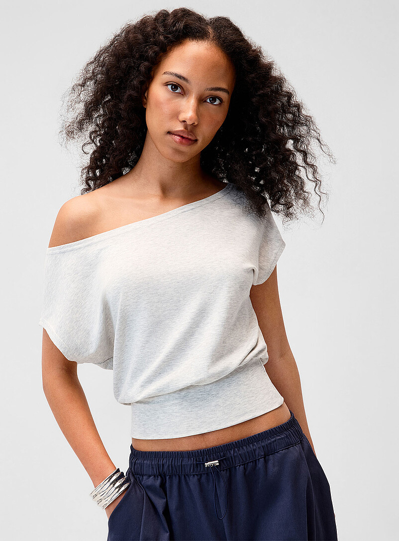 Twik Pink Cinched waist boat-neck T-shirt for women