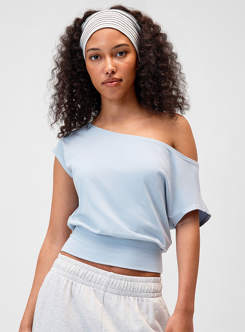 Twik: Le t-shirt col bateau taille cintr&eacute;e Noir pour femme